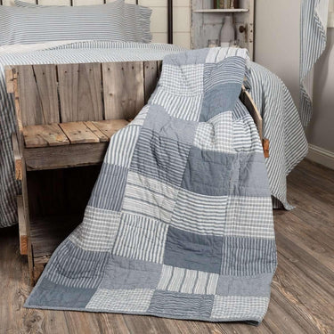 Sawyer Mill Blue Block Quilted Throw 60x50 VHC Brands - The Fox Decor